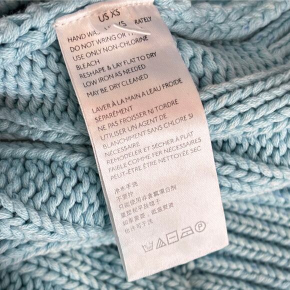 Free People Womens Sweetheart Mock Sweater in Ocean Blue, Boho Slouchy | XS - Picture 7 of 9